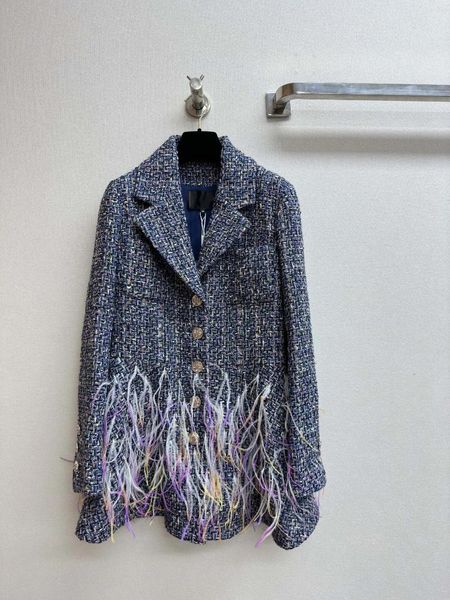 Giacche da donna Donna Autunno Inverno Misto cotone Colletto rovesciato Bottoni Piuma Tweed dritto Cappotto da abito di media lunghezza Abiti vintage