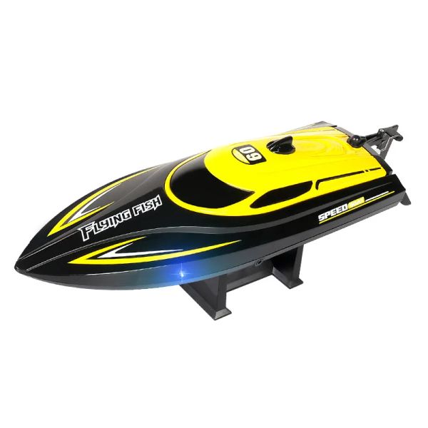 Hj812 barco rc 2.4g 4ch 180 flip à prova d'água 25 km/h remoto com luz noturna lagos piscina corrida de alta velocidade presentes brinquedos para meninos