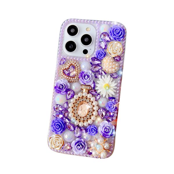 Custodie con strass Pretty Girl per IPhone 15 Promax Ultra 14 Pro 13 12 Custodie protettive di lusso per cellulare 3D Fiori di perle Design marea Cover per cellulare Apple