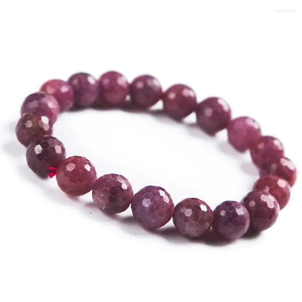 Strand 2023 nwely genuíno natural vermelho gem pedra enfrentado redondo grânulo estiramento cristal senhora moda pulseiras 10mm feminino