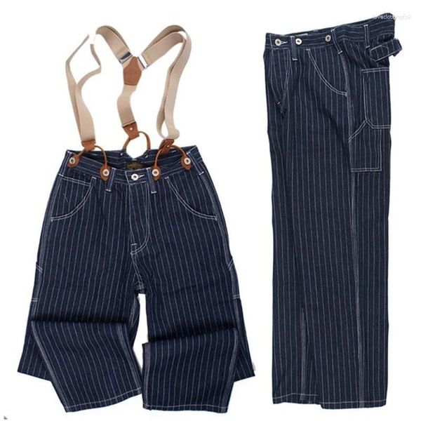 Herrenhose, weites Bein, gestreift, Denim-Overall, Hose, Outdoor, Radfahren, Motorrad, Jeans, Overall, lockerer Overall