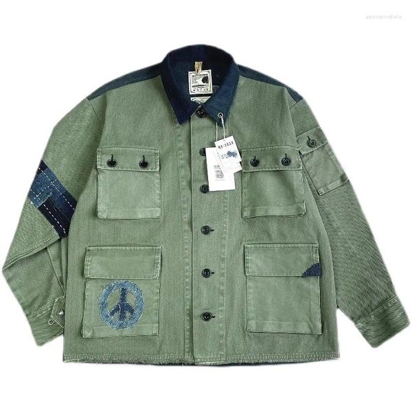 Мужские куртки M65, синяя, окрашенная в галстук, колючая, с четырьмя карманами, свободная куртка, мужская промытая профилированная рабочая куртка в стиле милитари