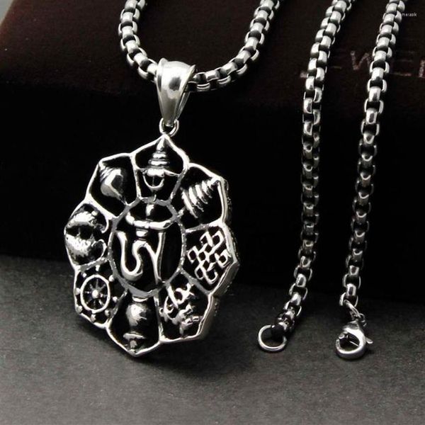 Collane con ciondolo Collana da uomo in acciaio inossidabile Lotus Ohm AUM Hindu OM Brahman YOGA Yogi301S