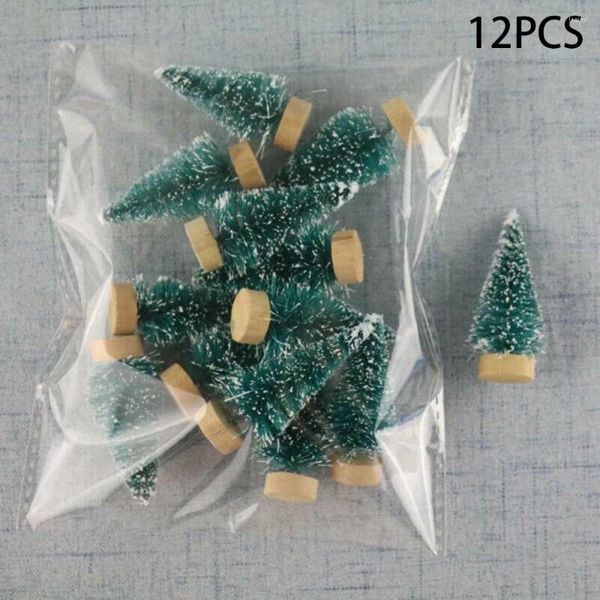 Decorazioni natalizie 12 pezzi alberi 16 6mm 45 22mm decorazioni per albero di cedro mini ornamenti in miniatura set di kit di seta sisal