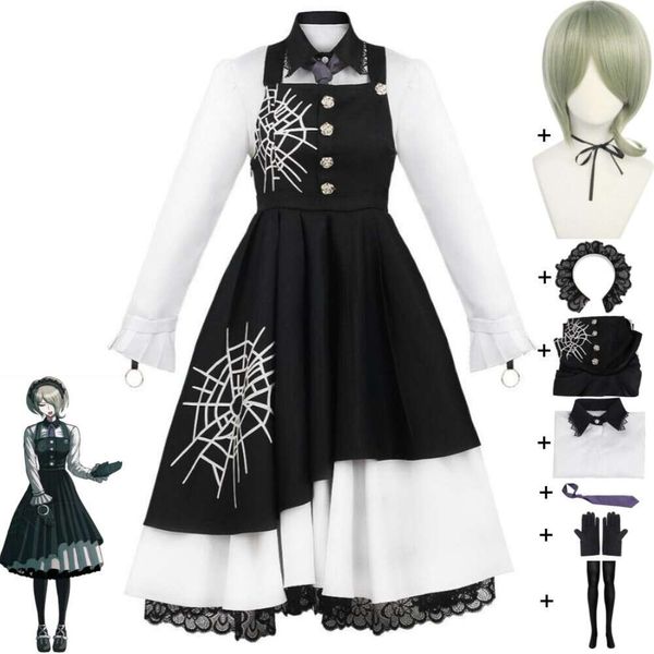 Jogo Tojo Kirumi Dangan Ronpa Danganronpa v Killing Harmony Cosplay Costume Wig Anime Gothic Lolita Maid Dress Dress Halloween Terno de Halloween