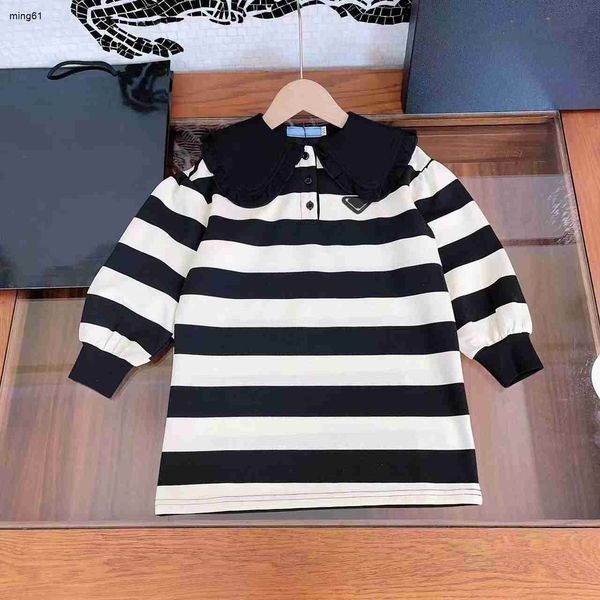Autumn striped dress for Girls: Simple Black and White Stripe Design, Long Sleeved, Kids Frock, 100-150 CM, Brand Sep15