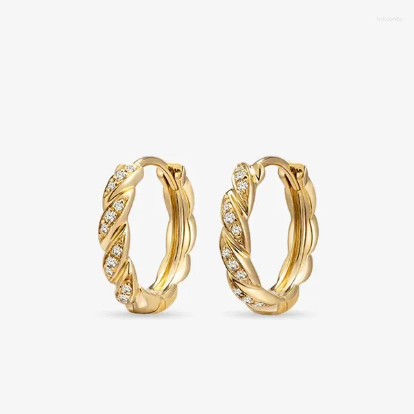 Ohrstecker 925 Echtgeld 14K Gold Twisted Rope Hoop für Frauen Sterling Silber Luxusschmuck Großhandel Artikel mit