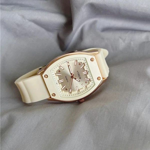 Armbanduhren Tonneau-förmiges Silikonarmband Damenuhr Lässige Mode Damen Quarz Mädchen Luxusgeschenke Armbanduhr Uhren Para Mujer