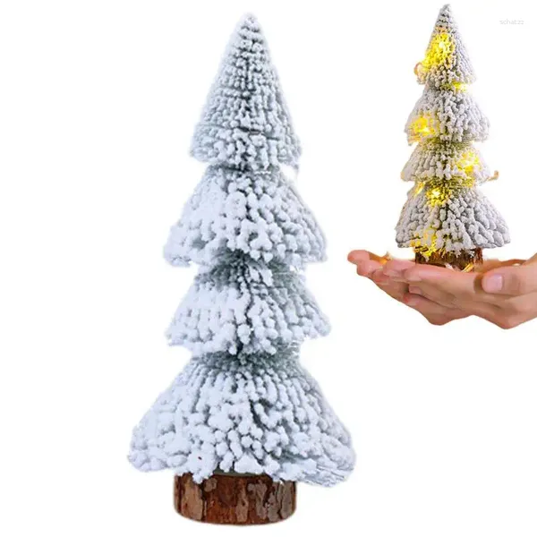 Decorações de Natal Árvores de plástico artificial com luzes de corda LED Tampo de mesa pequeno pinheiro para casa festa jardim