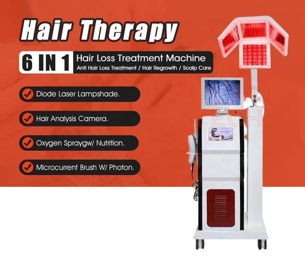 Macchina laser per la crescita dei capelli 650nm con rilevatore di fotocamera Macchina per il massaggio della ricrescita dei capelli del laser a diodi per il trattamento della perdita dei capelli