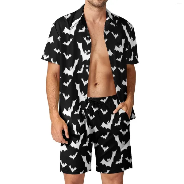 Tracksuits masculinos Bat Beach Homens Conjuntos Animal Voando Camisa Casual Conjunto Verão Shorts Personalizados 2 Peça Terno Vintage Tamanho Grande 2XL 3XL