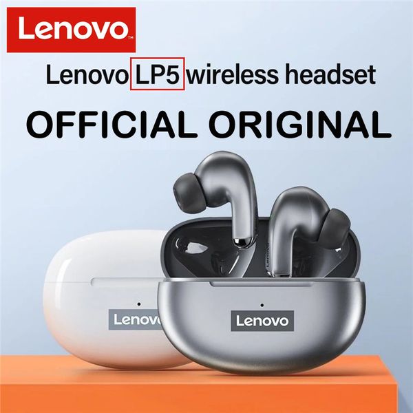 Lenovo LP5 HiFi Bluetooth fone de ouvido IPX5 à prova d'água sem fio fones de ouvido para iPhone 13 Xiaomi fone de ouvido com microfone duplo LP40 atualizado