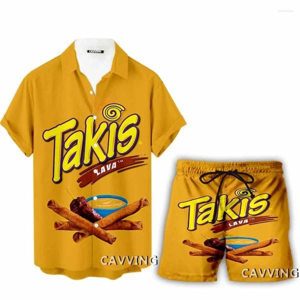 Survêtements pour hommes Takis 3D Imprimer Casual Hawaii Chemises Shorts Beach Suit Vêtements Femmes / Ensembles L2