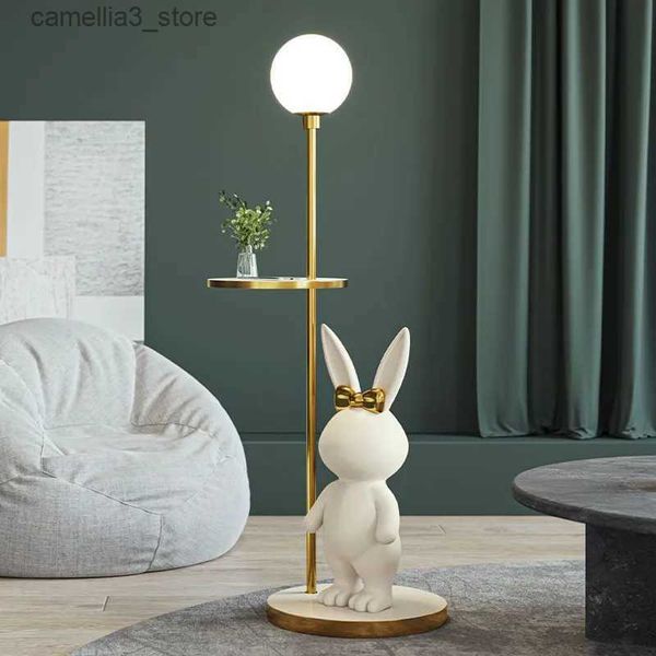 Торшеры Nordic Modern Rabbit Table LED Торшер для гостиной Детская комната Спальня Кофе Прикроватный уголок Ambient Night Light Q231016