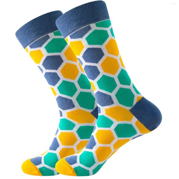 Мужские носки с решетчатым геометрическим принтом для взрослых, унисекс, красочные, мужские, уличные, повседневные, средней длины, до щиколотки для улицы