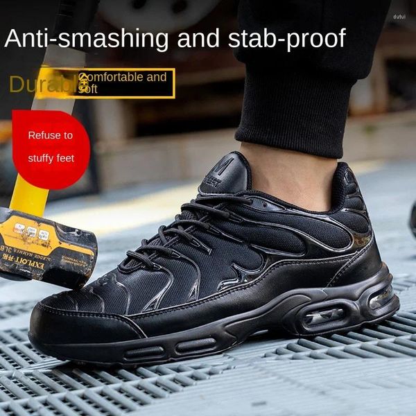 Botas 2023 Sapatos de segurança de inverno homens leves de aço deslizamento em couro de trabalho composto indestrutível