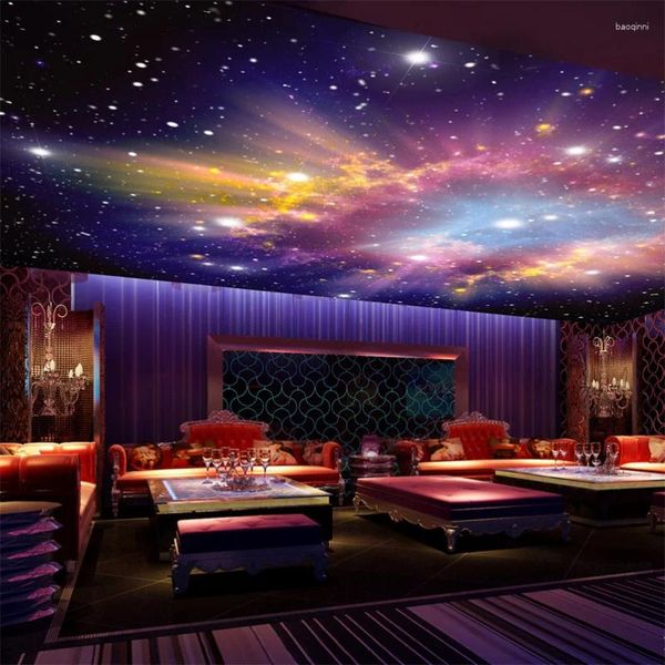 Wallpapers personalizado murais 3d estrela nebulosa noite céu pintura de parede teto varíola papel de parede quarto tv fundo galáxia tema