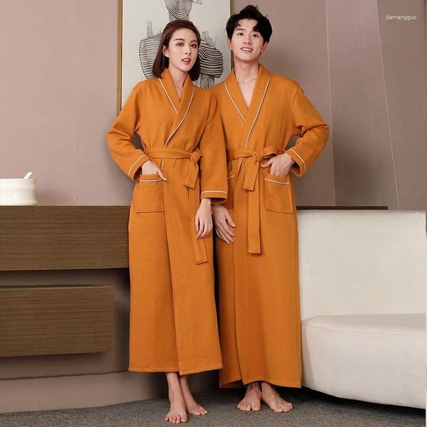 Damen-Nachtwäsche, Frühlings-Herbst-Hauskleidung, männlich, Frau, Unisex, Kimono, Bademantel, Waffelmuster, Männer, weiblich, Morgenmantel, Paar-Nachthemd