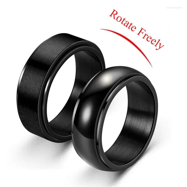 Кольца-кластеры свободно вращаются из титановой стали, кольцо от беспокойства для мужчин и женщин, унисекс, черные, из нержавеющей стали, антистрессовые украшения