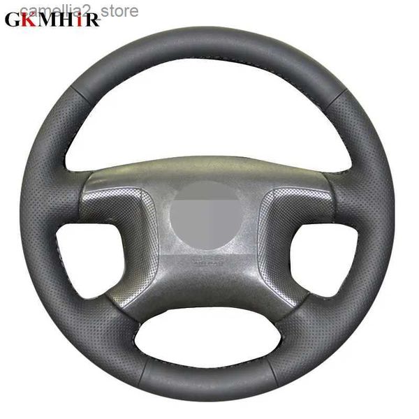 Coprivolante Coprivolante per auto cucito a mano in pelle artificiale nera per Mitsubishi Pajero 2004 2005 2006 2007 2008 2009 2010 Q231016