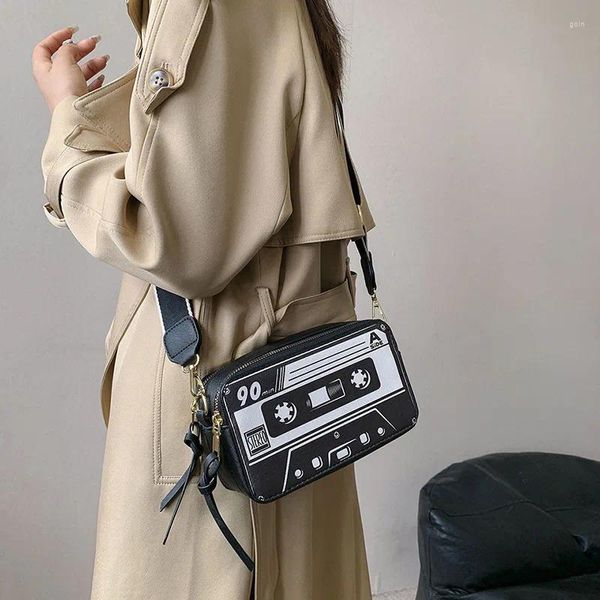 Сумки на плечо, женская сумка через плечо, радио-форма, роскошная ретро искусственная кожа, магнитофон с принтом, женская повседневная поездка на работу