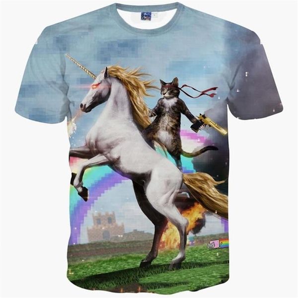 T-shirt 3D New Fashion Uomo donna t-shirt stampa 3d gatto cavalier cavallo divertente spazio galaxy t-shirt estate tees2574