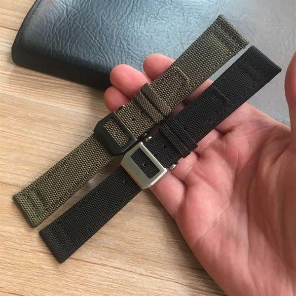 Merjust 20mm 21 mm 22 mm grün schwarzer Nylon Leder Uhrengurt Canvas Uhren Band für IWC Portuser Chronogra Mark Armband H0915266H