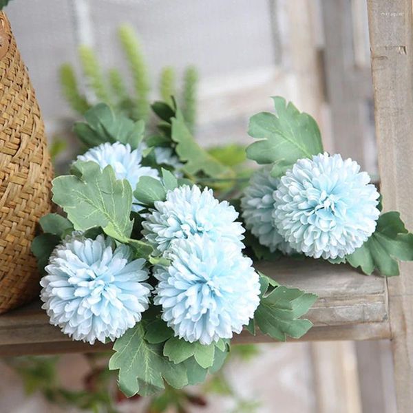 Flores decorativas 2 piezas de diente de león artificial jacinto flor azul 57 cm de largo rama para decoración de fiesta jardín hogar el boda