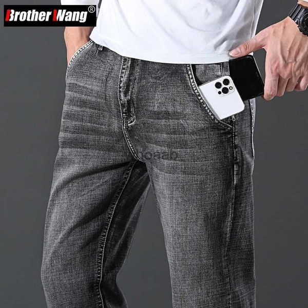 Herren Jeans Anti-Diebstahl-Reißverschluss-Taschen-Design-Jeans für Männer Dunkelgrau Regular Fit Stretch-Denim-Hosen Mode beiläufige dünne Hosen Männer Marke YQ231016