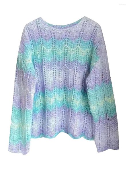 Kadın Sweaters Pericore Y2K Knited Sweater Kadınlar Vintage Uzun Kollu Kaburga Külot Top 2000'ler Retro Grunge Cottage Jumpers