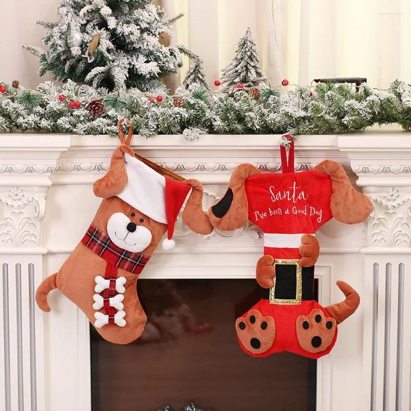 Decorazioni natalizie Vetrina per alberi Decorazioni per la stanza Bambole per cani Sacchetti regalo per caramelle Calze per ornamenti domestici