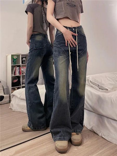 Jeans da donna anni '90 abiti vintage a vita alta per le donne streetwear femminile Star Girl Y2K pantaloni svasati pantaloni primaverili Ropa Mujer