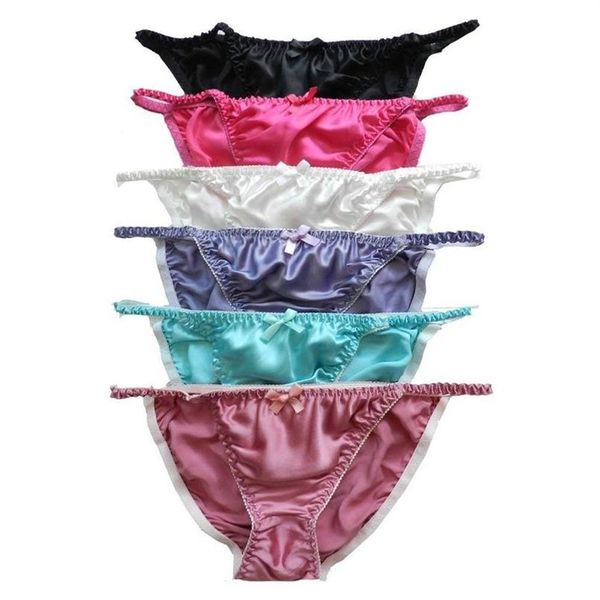 Yavorrs 6 Stück neuer Stil 100 % Seide Damen String Bikini Höschen Unterwäsche207s