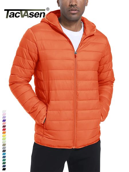 Herrenjacken TACVASEN Leichte Pufferjacken Herren gesteppte Polyester-Nylonjacke Ripstop Quick Dry Hooded Down Insulated Windbreaker Coat 231016