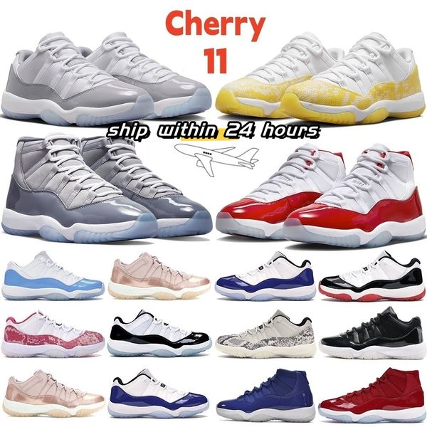 Jumpman 11 Basquete Sapatos Homens Mulheres Cereja 11s Midnight Navy Cool Cinza Cimento Cereja Amarelo Snakeskin Aniversário Criado Puro Violeta Mens