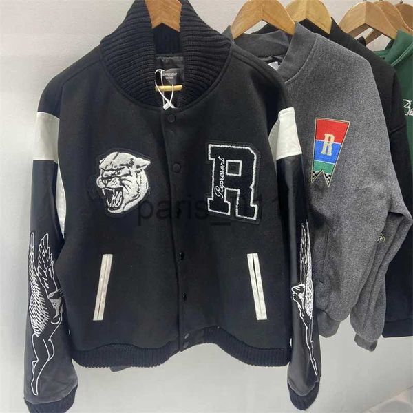 Giacche da uomo Giacca da baseball Testa di tigre da uomo Lettera Ricamata sulla manica in pelle Patch da lavoro Giacca bomber Moda Cappotto extra large x1016