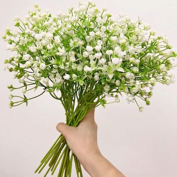 Fiori decorativi 5 pezzi artificiali Babysbreath romantico bouquet bianco matrimonio decorazione della casa ufficio arredamento per interni disposizione di fiori finti