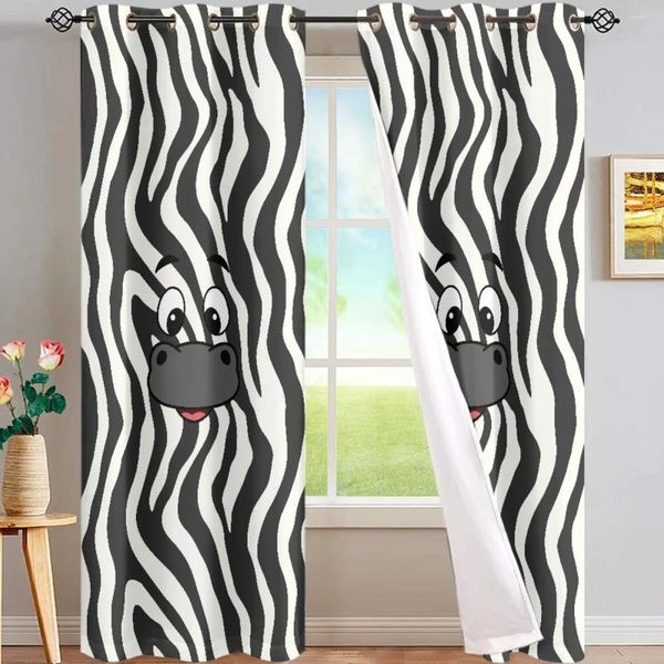 Vorhang mit Zebramuster, vollständig schattiert, hochwertige Vorhänge aus Polyestergewebe, waschbar, neuartige Stile, Wohnzimmer, Badezimmer, Schlafzimmer, Vorhänge