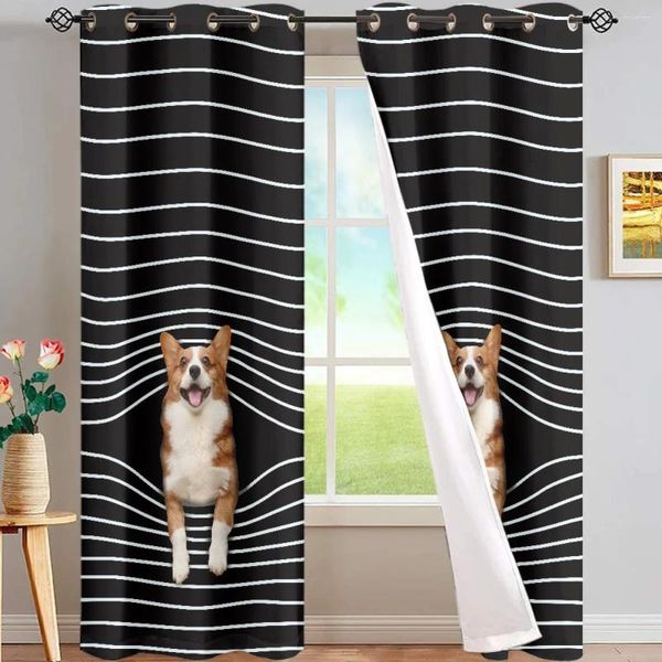 Cortina blackout de alta qualidade tecido poliéster cortinas confortáveis sala estar quarto personalizado para uma menina e menino que ama cães