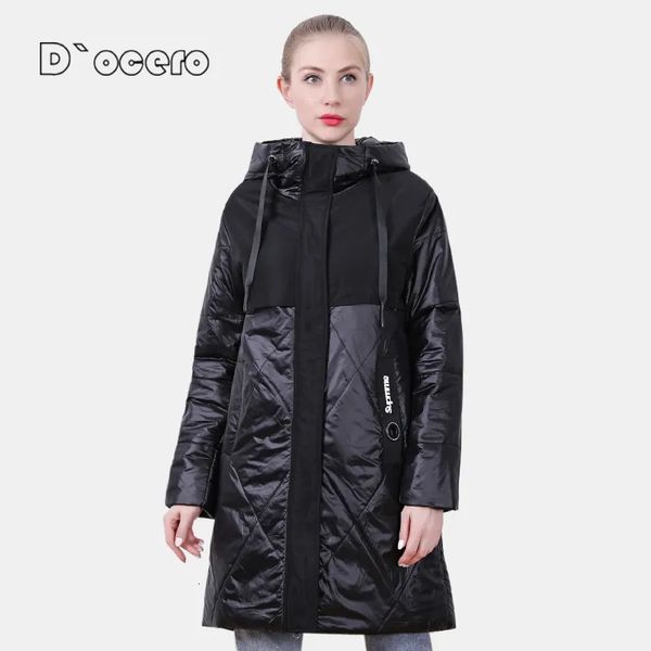 Parka da donna in piumino DOCERO Primavera Autunno Giacca da donna di alta qualità con cappuccio lungo trapuntato in cotone sottile abbigliamento antivento 231013