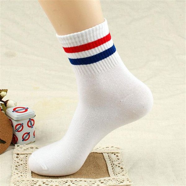 10 -й мужчина женщин Женщины лодыжка теплые носки модные весенние осенние носки носки белая синяя красная полоса дешевая целая для Lovers2553