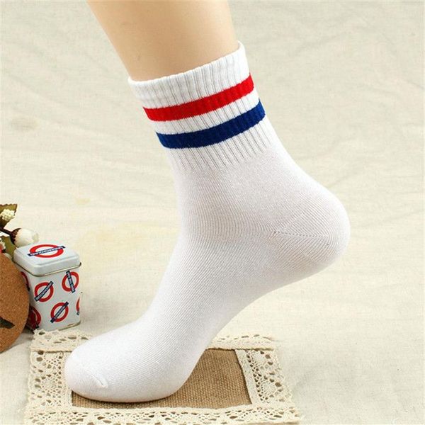 10 pares homem mulher tornozelo meias quentes moda primavera outono meias branco azul vermelho listra barato inteiro para amantes2553