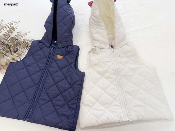 Gilet in cotone per bambini di design di lusso Design con motivo a rombi Capispalla per bambini Taglia 100-160 CM Giacca senza maniche con cappuccio di alta qualità July11