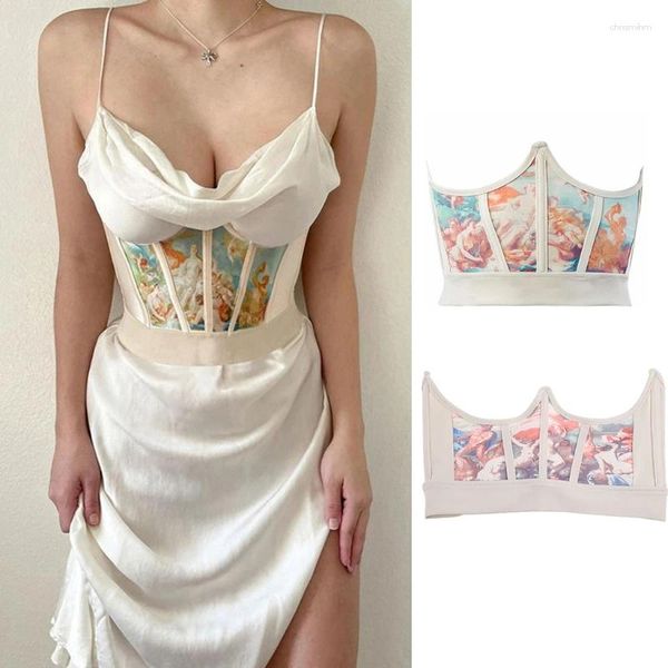 Cinture Donna Vintage Angel Print Corsetto Avvolgente Cintura Disossata Vita Shaper Sottoseno Bustier Cincher Cintura elastica Shapewear