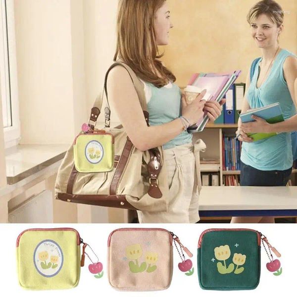 Aufbewahrungstaschen, Damenbinden-Tasche, multifunktionaler Make-up-Organizer, Blumenmuster, Periodenhalter für Slipeinlagen, Tampon