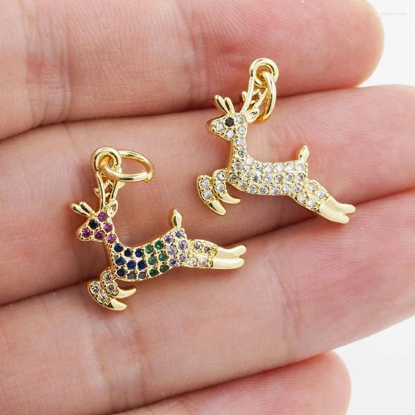 Pingente colares encantos natal veado antler elk colar zircon banhado a ouro animal casal jóias chaveiro acessórios para presente feminino