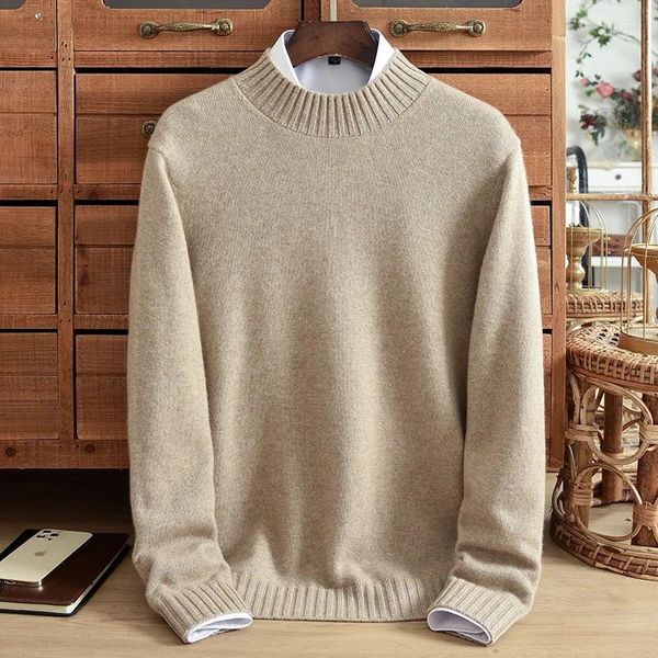 Maglioni da uomo Maglione a collo alto in puro cashmere per l'inverno addensato caldo pullover per giovani casual lavorato a maglia tinta unita