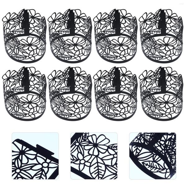 Titulares de vela 50pcs Votive Wraps Hollow Tea Light Covers Corte Decorativo Cintilação LED Tealight para Capina Mesa Presente Ao Ar Livre