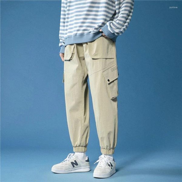 Calças masculinas 2023 homens carga hip hop harem multi-bolso coreano designer sweatpants streetwear casual corredores plus size