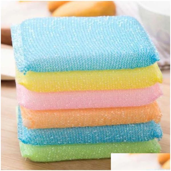 Spugne abrasive Cucina Clean Helper Mticolor Olio antiaderente Magic Washing Dish Cleaning Sponge Cleaner Eraser Drop Delivery Dhlmz